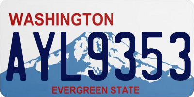 WA license plate AYL9353