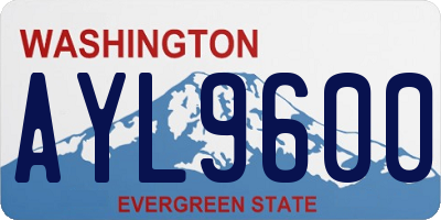 WA license plate AYL9600