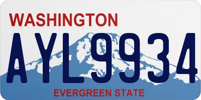 WA license plate AYL9934