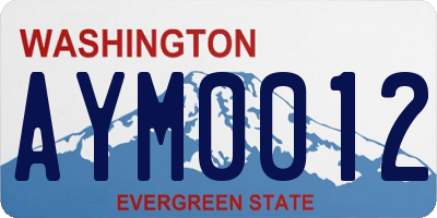 WA license plate AYM0012