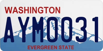 WA license plate AYM0031