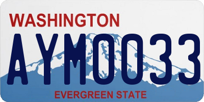 WA license plate AYM0033