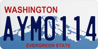 WA license plate AYM0114