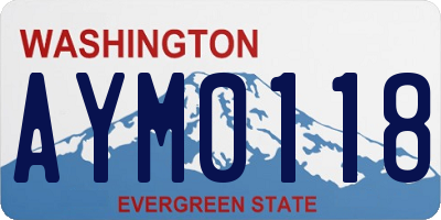 WA license plate AYM0118