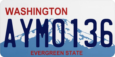 WA license plate AYM0136