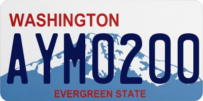 WA license plate AYM0200