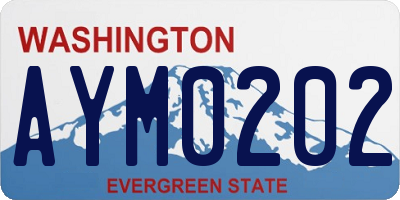 WA license plate AYM0202