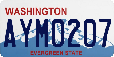 WA license plate AYM0207