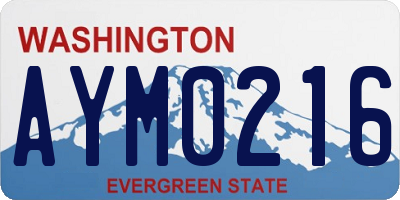 WA license plate AYM0216