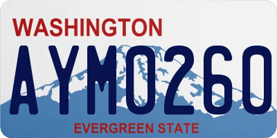 WA license plate AYM0260