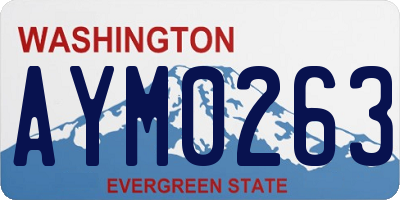 WA license plate AYM0263