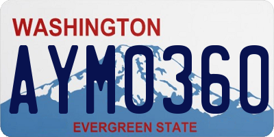 WA license plate AYM0360