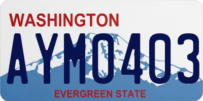 WA license plate AYM0403