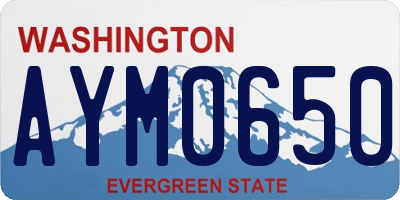 WA license plate AYM0650