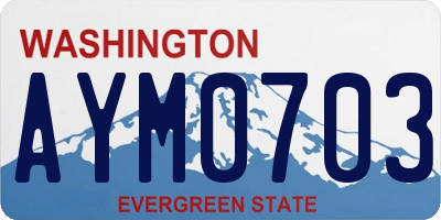WA license plate AYM0703