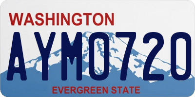 WA license plate AYM0720