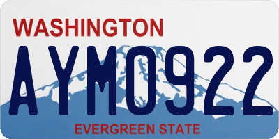 WA license plate AYM0922