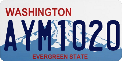 WA license plate AYM1020
