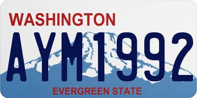 WA license plate AYM1992