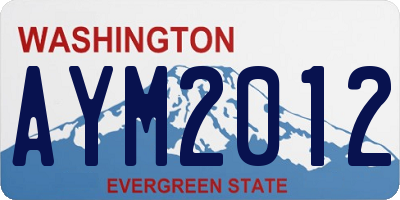 WA license plate AYM2012