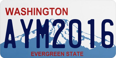 WA license plate AYM2016
