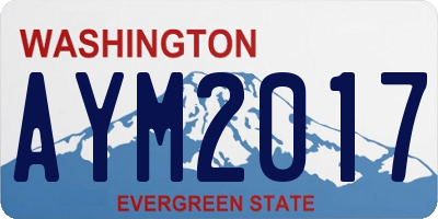 WA license plate AYM2017