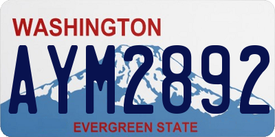 WA license plate AYM2892
