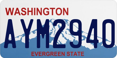 WA license plate AYM2940