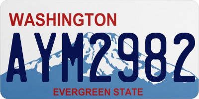 WA license plate AYM2982