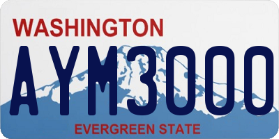 WA license plate AYM3000