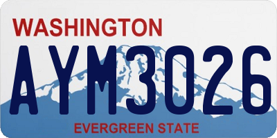 WA license plate AYM3026