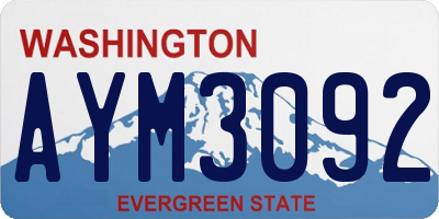 WA license plate AYM3092