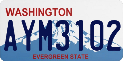 WA license plate AYM3102