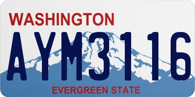 WA license plate AYM3116