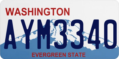 WA license plate AYM3340