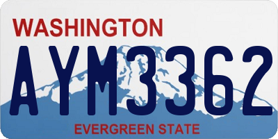 WA license plate AYM3362