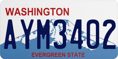 WA license plate AYM3402