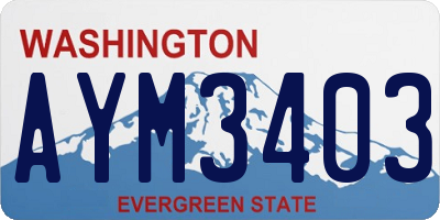 WA license plate AYM3403