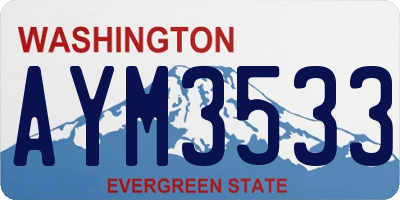 WA license plate AYM3533