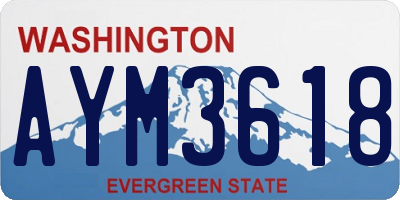 WA license plate AYM3618