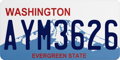 WA license plate AYM3626