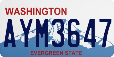 WA license plate AYM3647