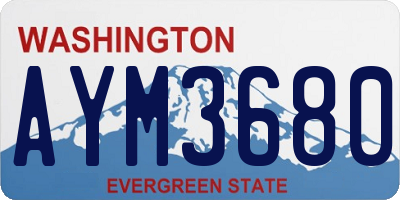 WA license plate AYM3680