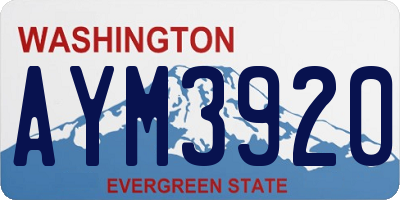 WA license plate AYM3920