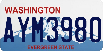 WA license plate AYM3980