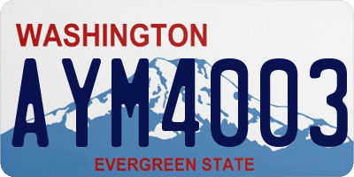 WA license plate AYM4003