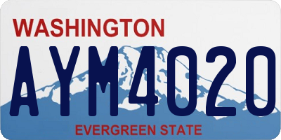 WA license plate AYM4020