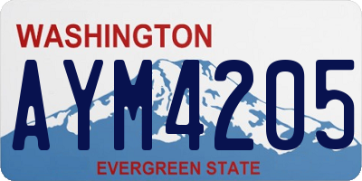WA license plate AYM4205