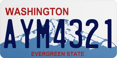 WA license plate AYM4321
