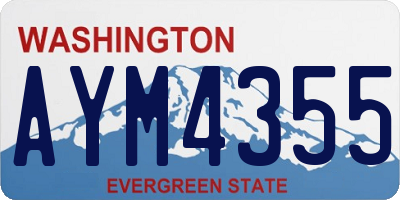 WA license plate AYM4355